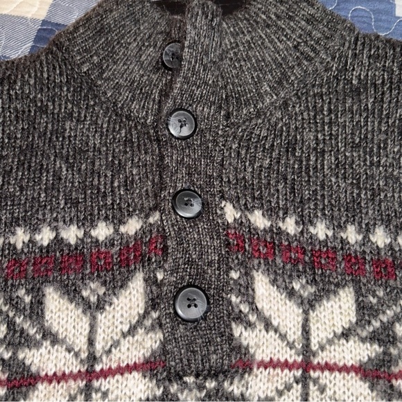 Tricots‎ ST Raphael Gray Sweater Snowflake Pattern Mens SzL Fair Isle Holiday - Picture 3 of 13